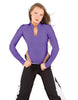Solid Lycra LS TNeck Zipper Front Leotard High Cut Leg