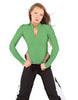 Solid Lycra LS TNeck Zipper Front Leotard High Cut Leg