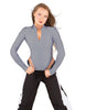 Solid Lycra LS TNeck Zipper Front Leotard High Cut Leg