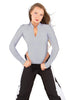 Solid Lycra LS TNeck Zipper Front Leotard High Cut Leg