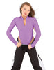 Solid Lycra LS TNeck Zipper Front Leotard High Cut Leg