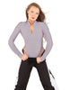 Solid Lycra LS TNeck Zipper Front Leotard High Cut Leg