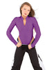 Solid Lycra LS TNeck Zipper Front Leotard High Cut Leg