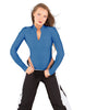 Solid Lycra LS TNeck Zipper Front Leotard High Cut Leg