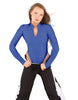 Solid Lycra LS TNeck Zipper Front Leotard High Cut Leg