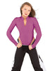 Solid Lycra LS TNeck Zipper Front Leotard High Cut Leg