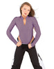 Solid Lycra LS TNeck Zipper Front Leotard High Cut Leg