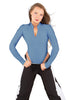 Solid Lycra LS TNeck Zipper Front Leotard High Cut Leg