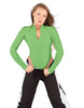 Solid Lycra LS TNeck Zipper Front Leotard High Cut Leg
