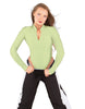 Solid Lycra LS TNeck Zipper Front Leotard High Cut Leg