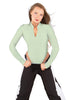 Solid Lycra LS TNeck Zipper Front Leotard High Cut Leg