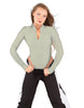 Solid Lycra LS TNeck Zipper Front Leotard High Cut Leg