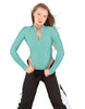 Solid Lycra LS TNeck Zipper Front Leotard High Cut Leg