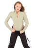 Solid Lycra LS TNeck Zipper Front Leotard High Cut Leg