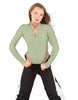 Solid Lycra LS TNeck Zipper Front Leotard High Cut Leg