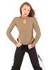 Solid Lycra LS TNeck Zipper Front Leotard High Cut Leg