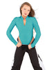 Solid Lycra LS TNeck Zipper Front Leotard High Cut Leg