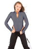 Solid Lycra LS TNeck Zipper Front Leotard High Cut Leg