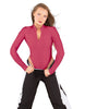 Solid Lycra LS TNeck Zipper Front Leotard High Cut Leg