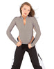 Solid Lycra LS TNeck Zipper Front Leotard High Cut Leg