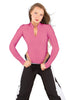 Solid Lycra LS TNeck Zipper Front Leotard High Cut Leg