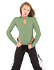 Solid Lycra LS TNeck Zipper Front Leotard High Cut Leg