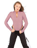 Solid Lycra LS TNeck Zipper Front Leotard High Cut Leg