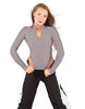 Solid Lycra LS TNeck Zipper Front Leotard High Cut Leg