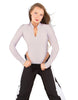 Solid Lycra LS TNeck Zipper Front Leotard High Cut Leg