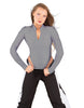 Solid Lycra LS TNeck Zipper Front Leotard High Cut Leg