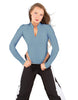 Solid Lycra LS TNeck Zipper Front Leotard High Cut Leg