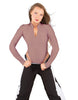 Solid Lycra LS TNeck Zipper Front Leotard High Cut Leg
