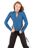 Solid Lycra LS TNeck Zipper Front Leotard High Cut Leg