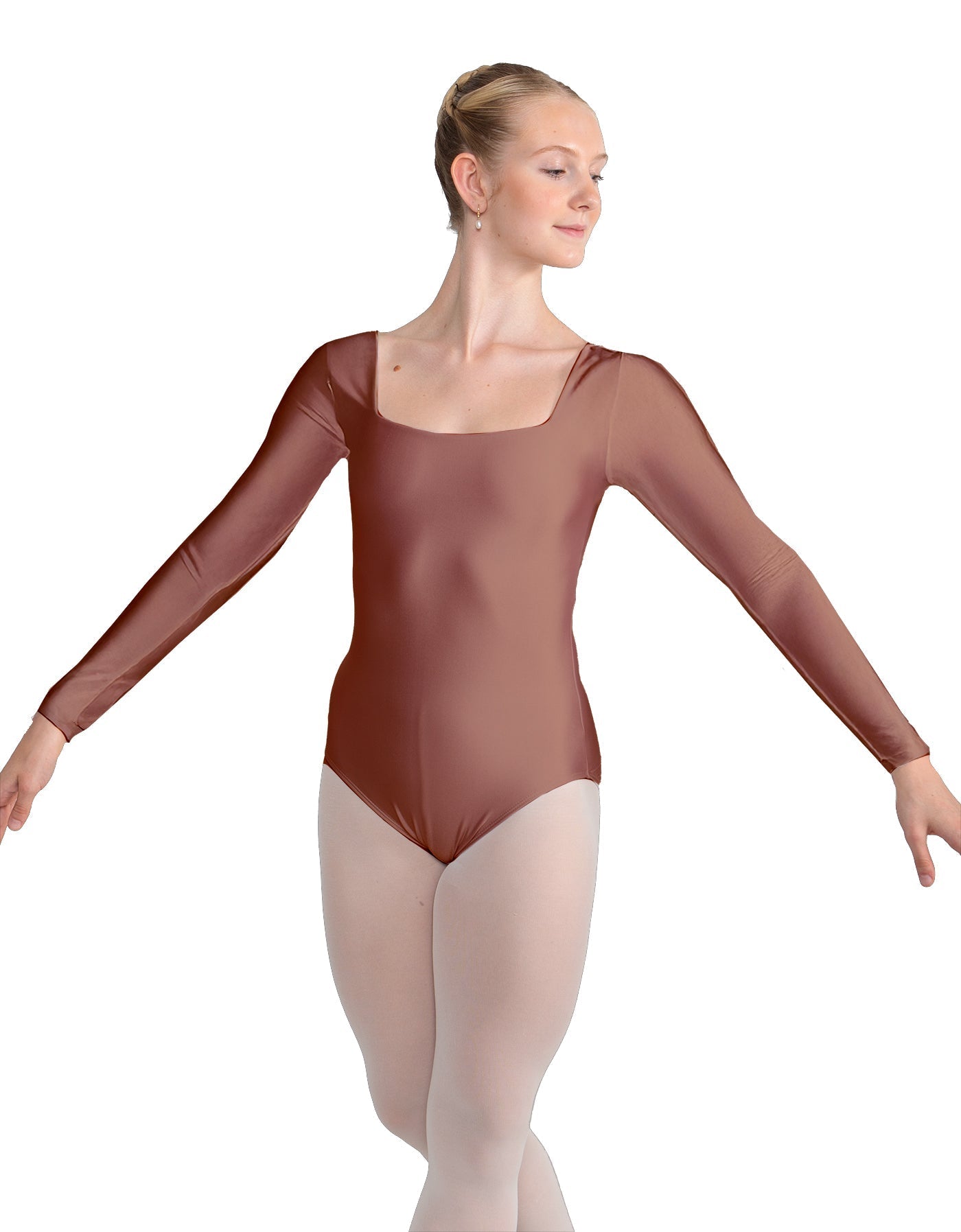 Solid Lycra LS Square Neck Leotard