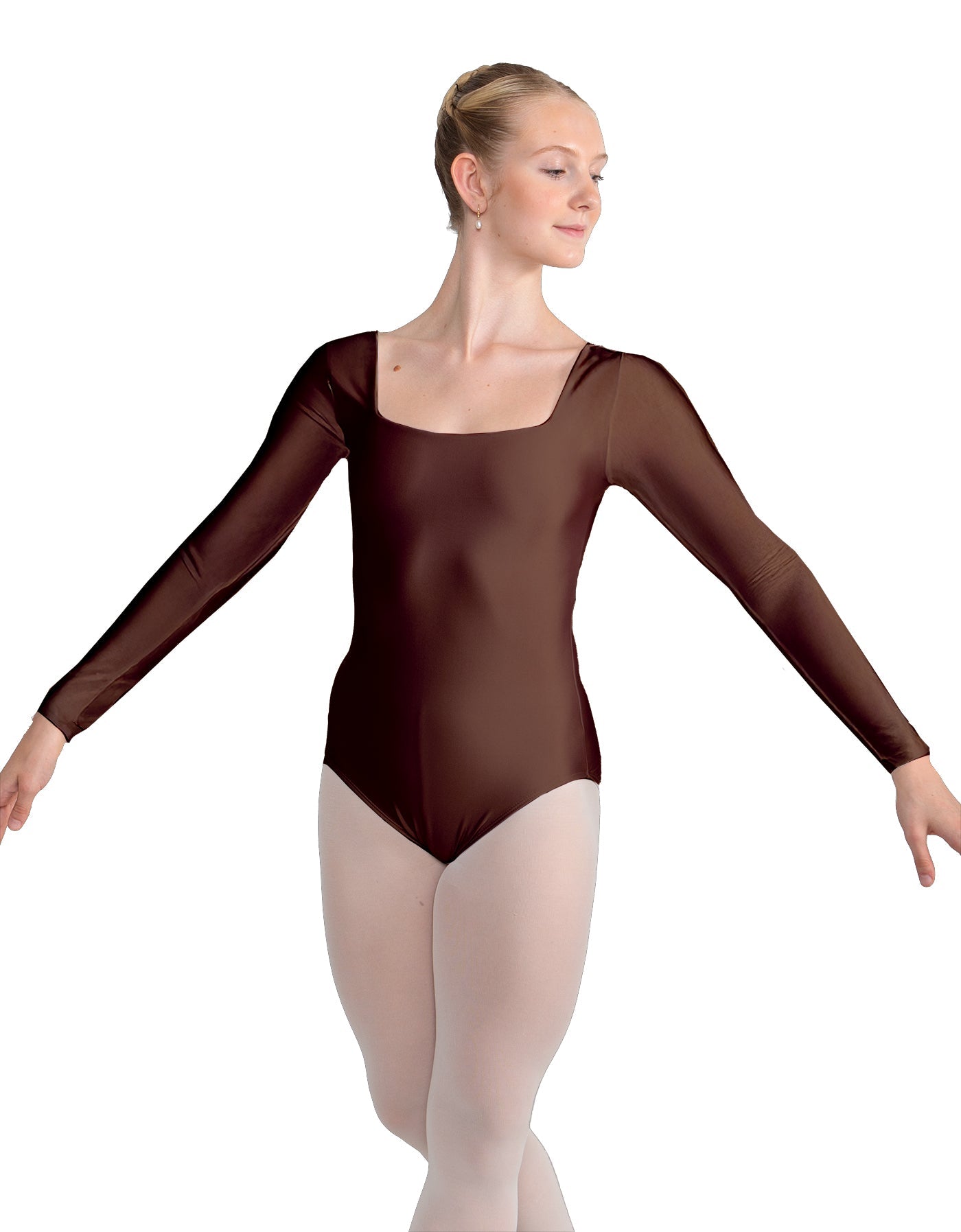 Solid Lycra LS Square Neck Leotard