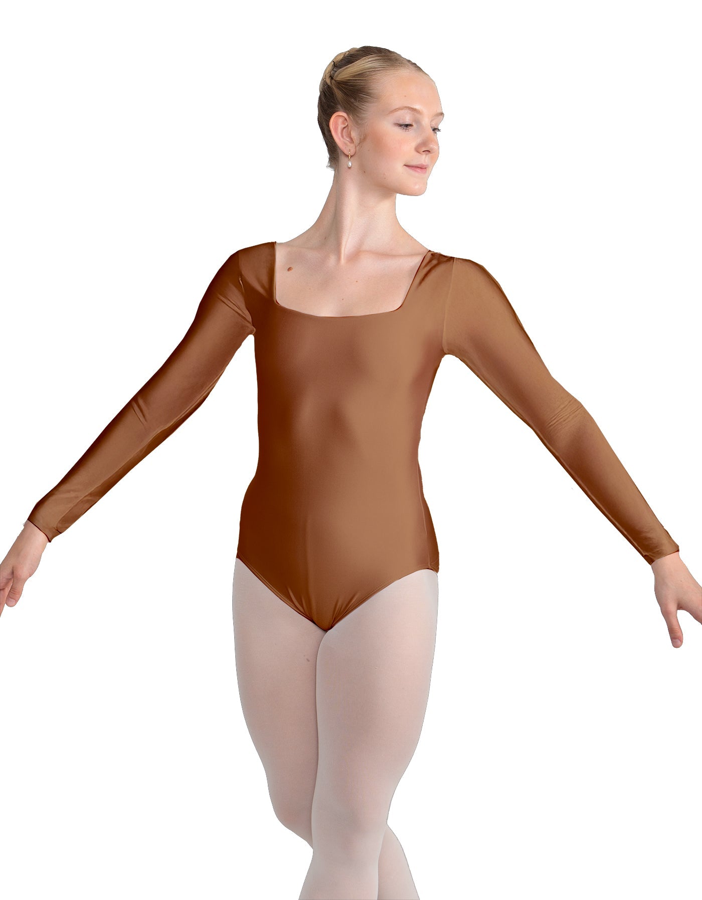 Solid Lycra LS Square Neck Leotard