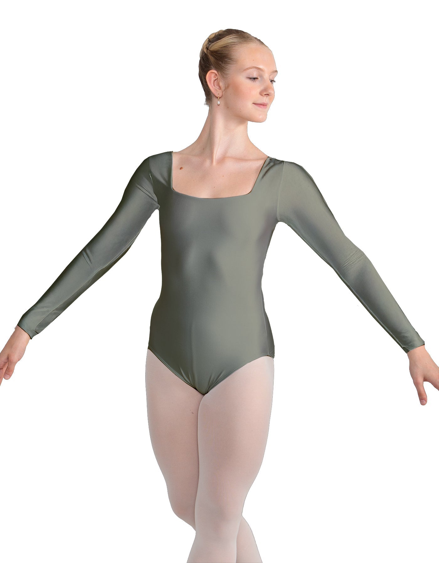 Solid Lycra LS Square Neck Leotard