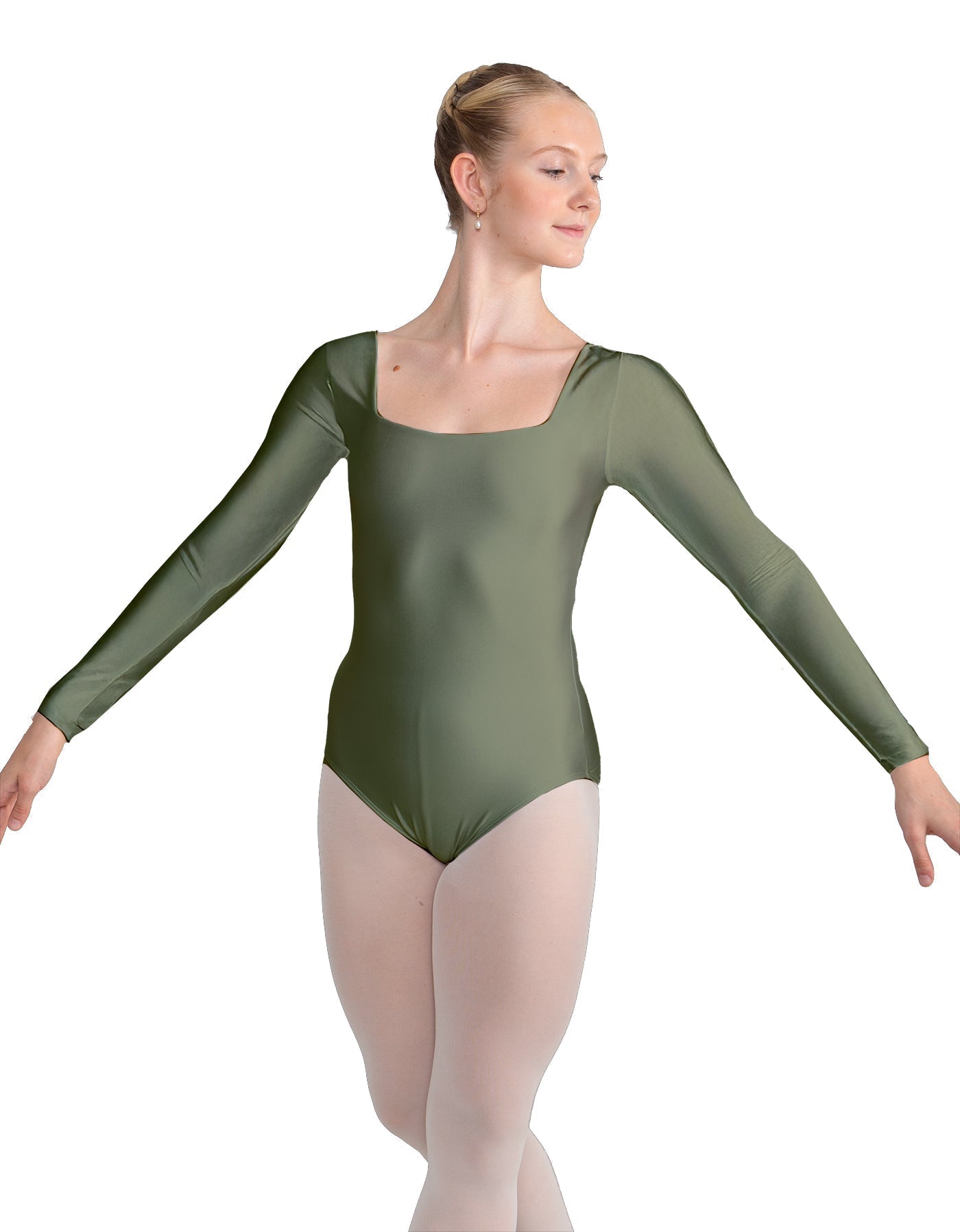 Solid Lycra LS Square Neck Leotard