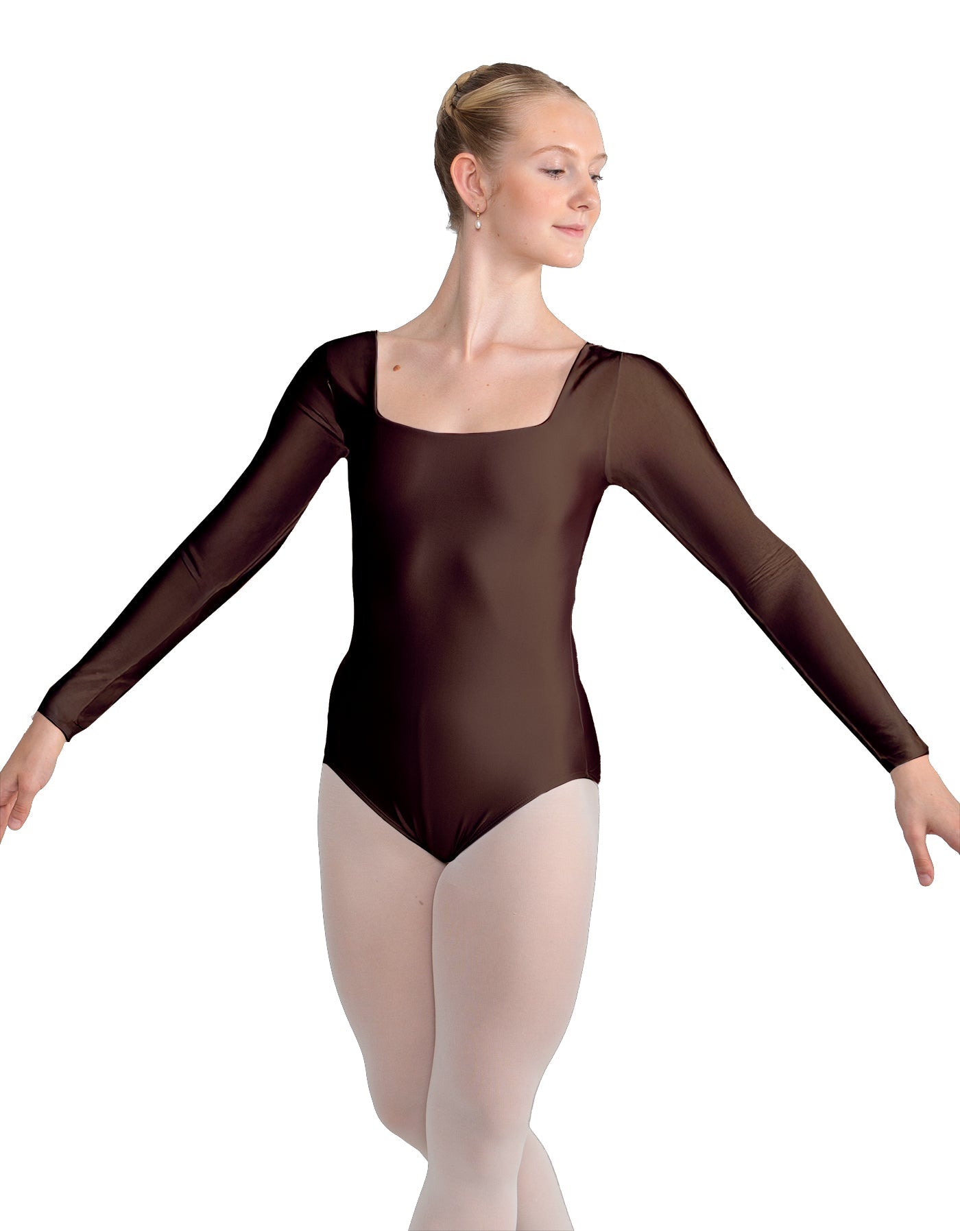 Solid Lycra LS Square Neck Leotard