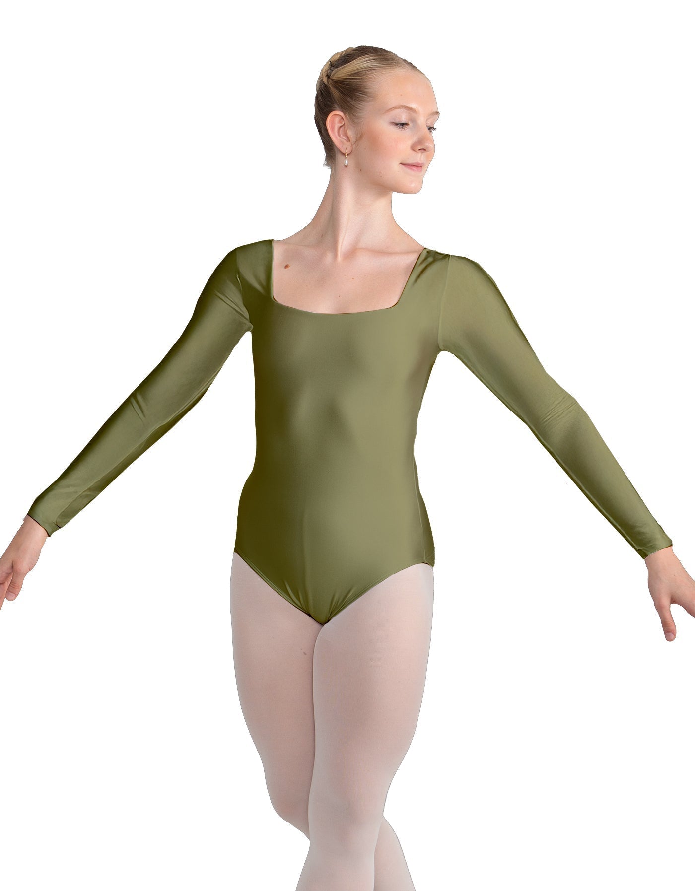 Solid Lycra LS Square Neck Leotard