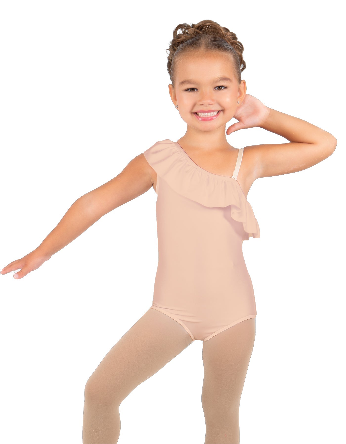 Solid Lycra One Shoulder w Ruffle Leotard
