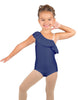 Solid Lycra One Shoulder w Ruffle Leotard