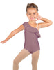 Solid Lycra One Shoulder w Ruffle Leotard