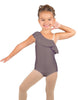 Solid Lycra One Shoulder w Ruffle Leotard