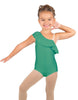 Solid Lycra One Shoulder w Ruffle Leotard