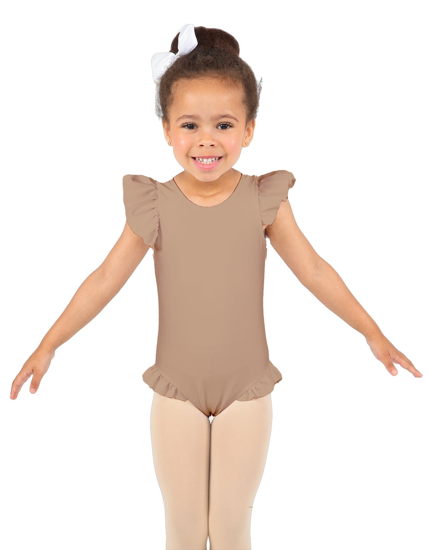 Solid Lycra Tank with Gather Sleeve and Legs Leotard