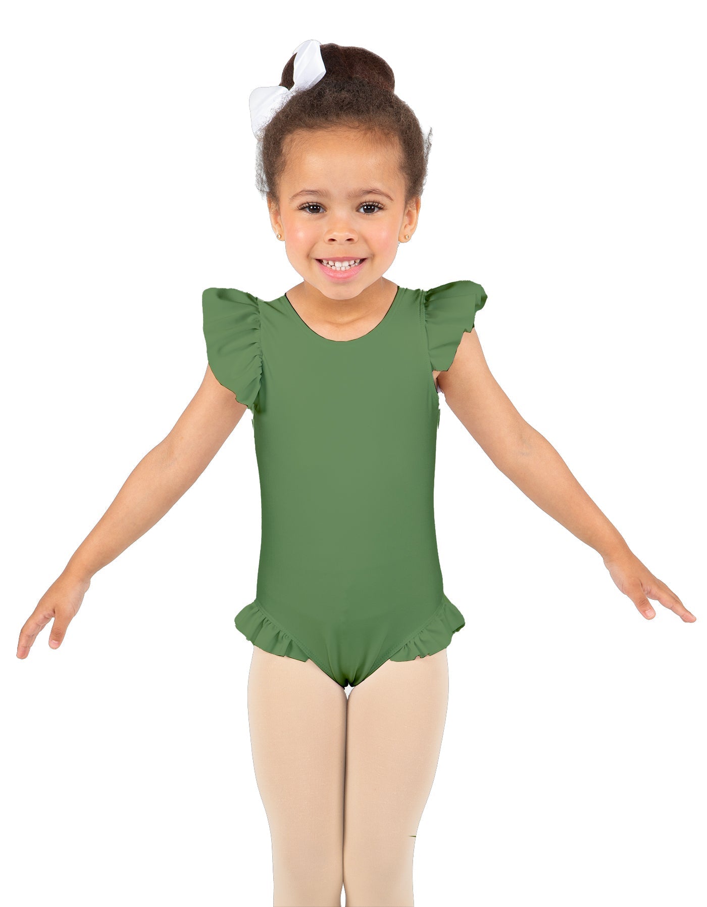 Solid Lycra Tank with Gather Sleeve and Legs Leotard
