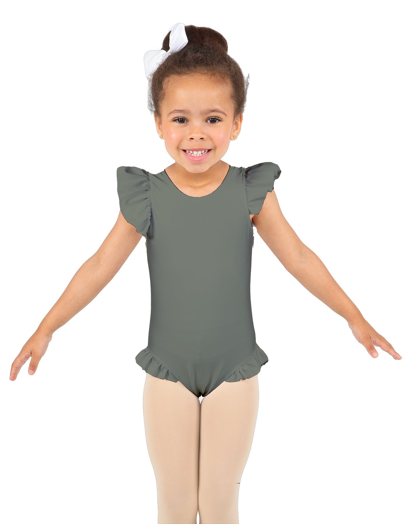 Solid Lycra Tank with Gather Sleeve and Legs Leotard