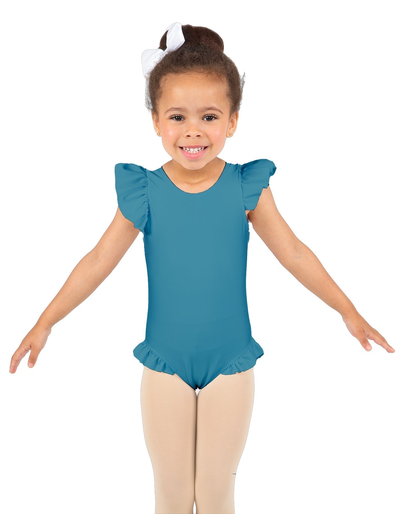 Solid Lycra Tank with Gather Sleeve and Legs Leotard