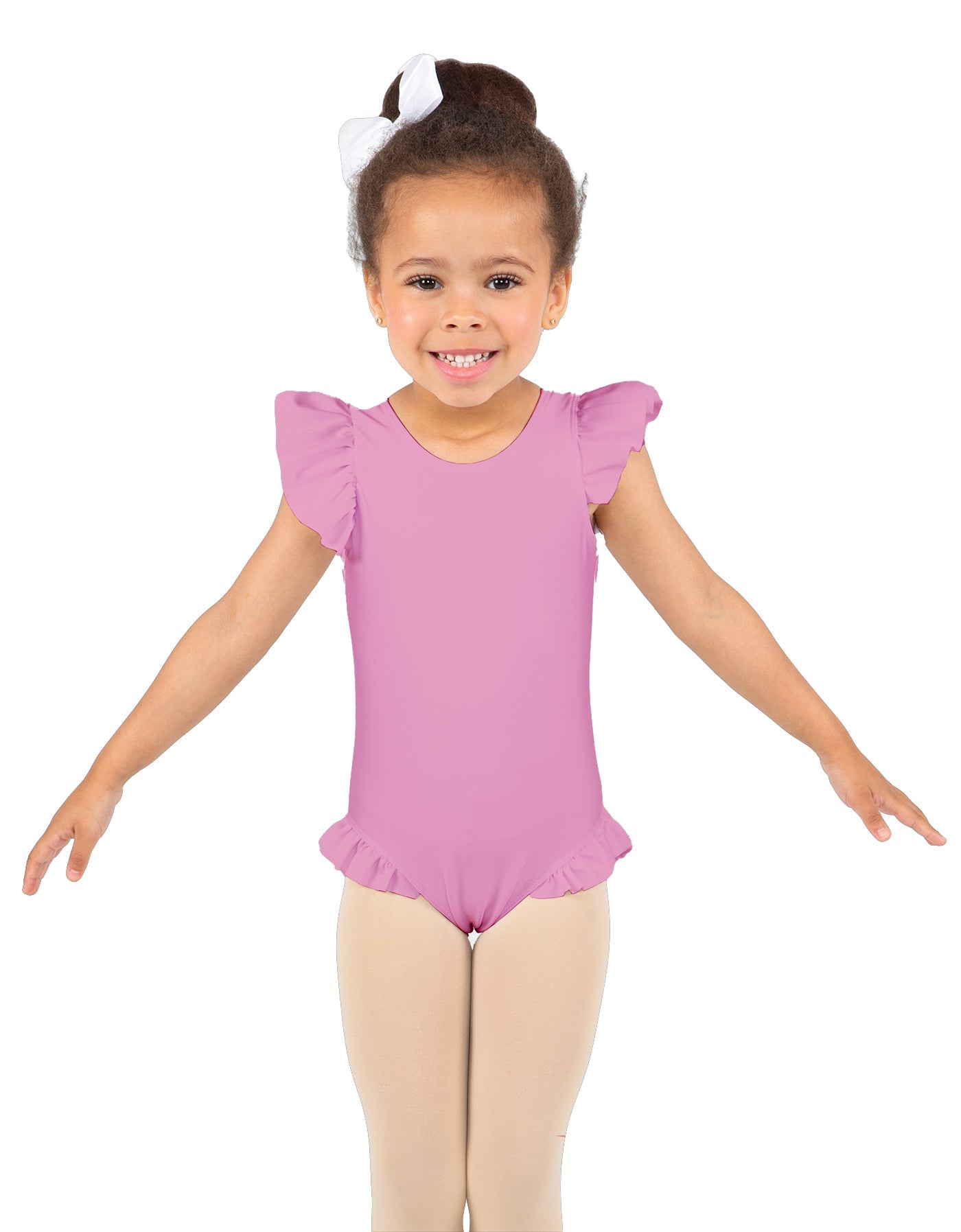 Solid Lycra Tank with Gather Sleeve and Legs Leotard